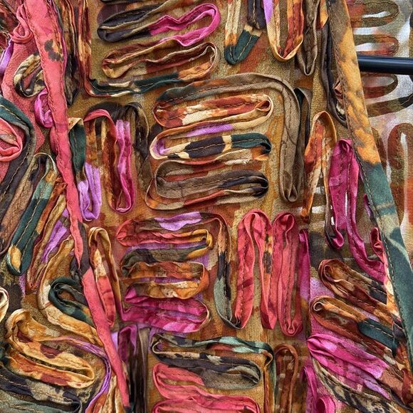 Chico’s open front abstract, floral silk jacket - Picture 2 of 4